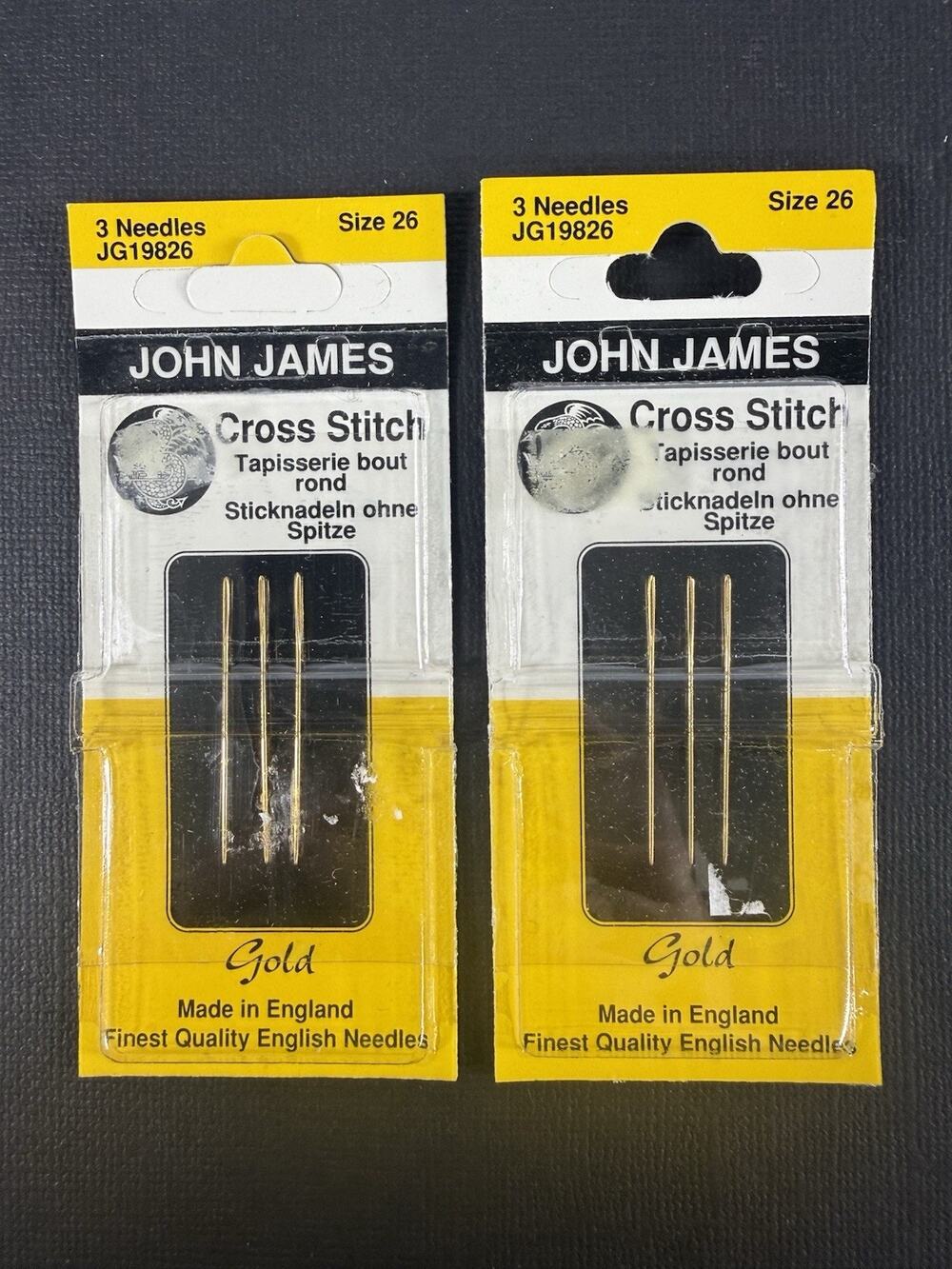 2 Packs John James Gold Cross Stitch Needles Size 26 NOS